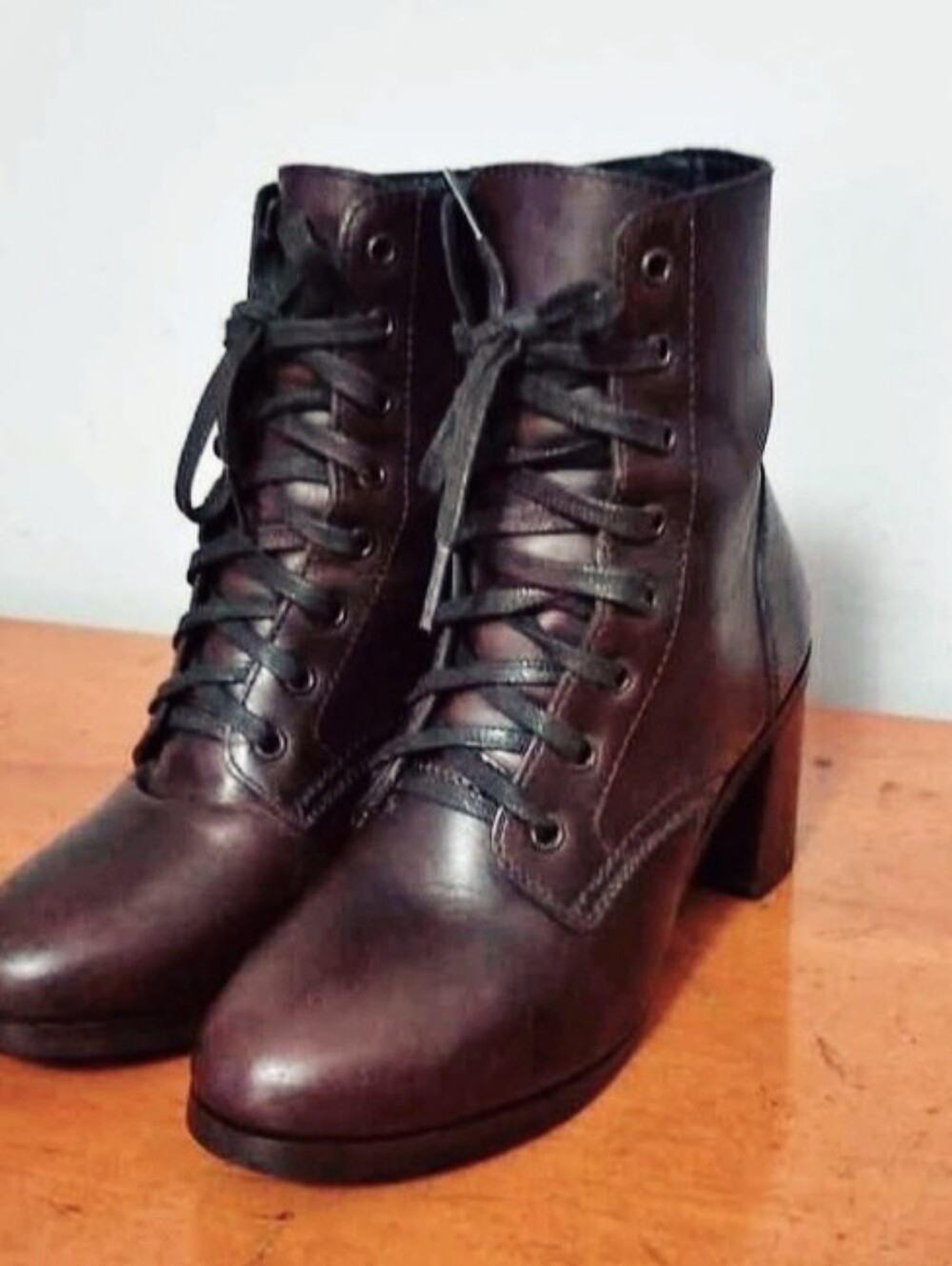 Thursday Boot Co The Rebel Leather Lace Up Heeled Ankle Boots Plum Brown 6.5 EUC